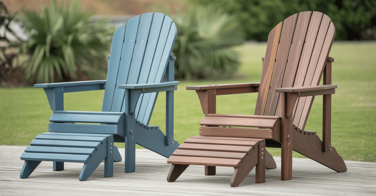 Painted-Adirondack-Chair-with-Footrest-in-Garden-Setting