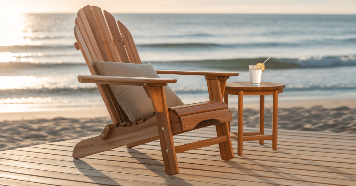 Set-of-four-foldable-wood-Adirondack-chairs-in-various-colors