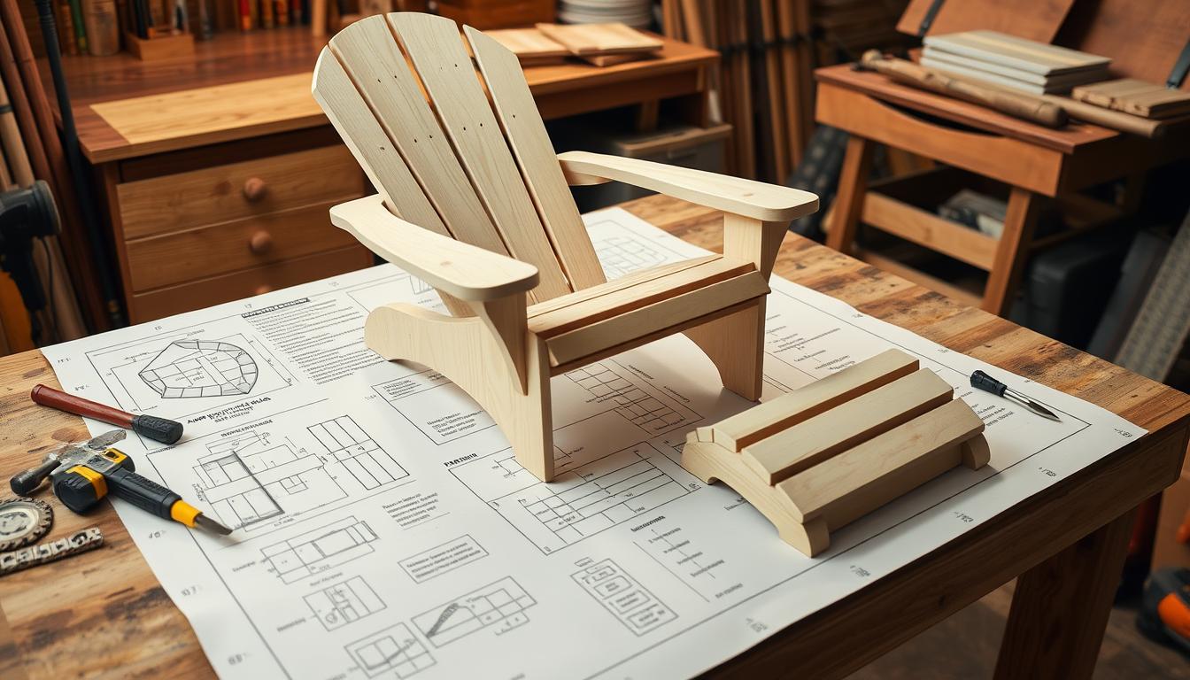 Adirondack-chair-with-attached-footrest-in-a-peaceful-garden-setting