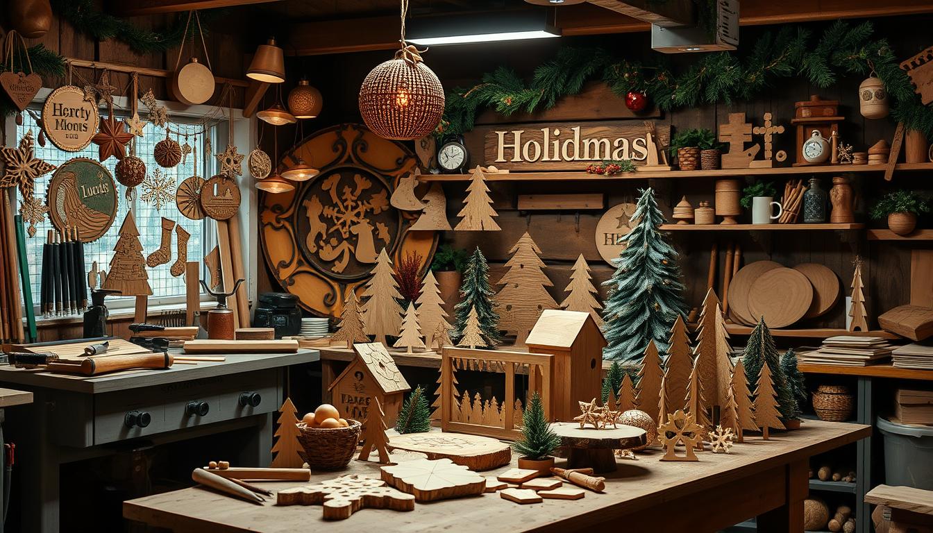 Wall-mounted-wooden-Christmas-card-display-holder
