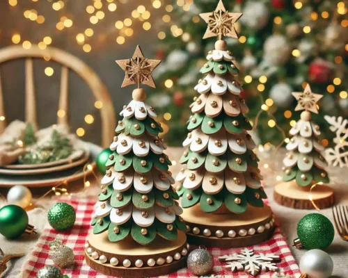 DIY Mini Wooden Christmas Trees for Tabletop Decorations