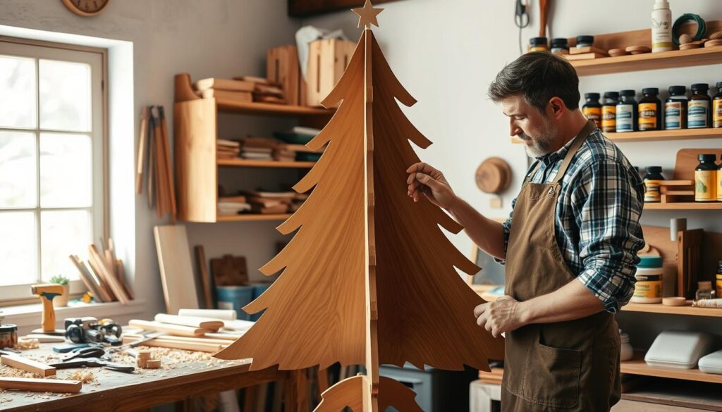 Open-wooden-storage-box-revealing-neatly-stored-artificial-tree
