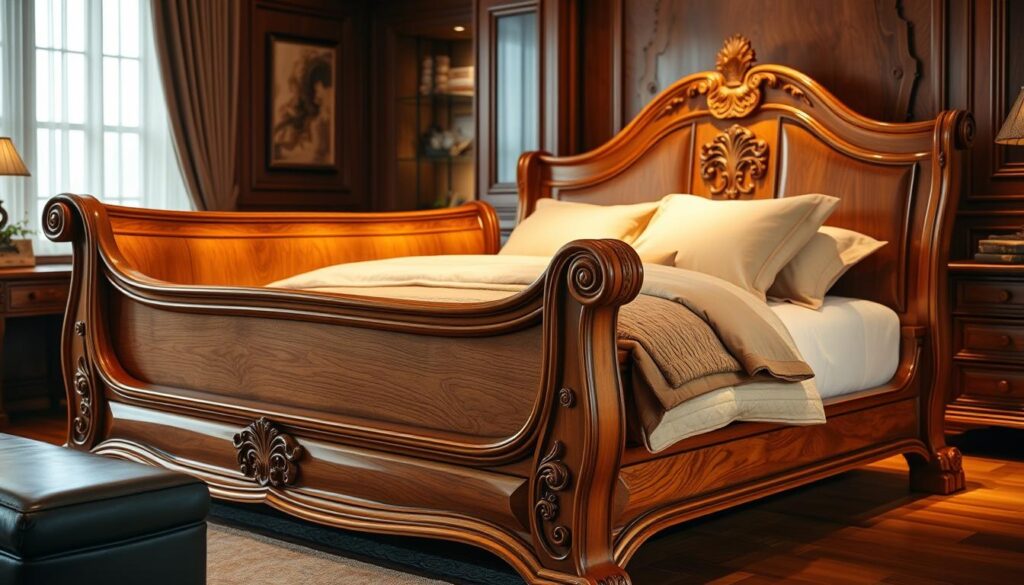 high-end-wooden-bed-frame-with-carved-details
