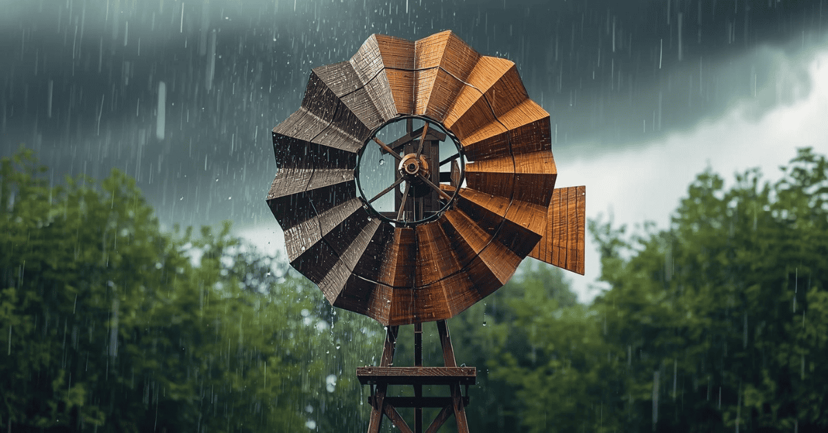 Close-up-of-sealed-wooden-windmill-joints-for-weather-protection
