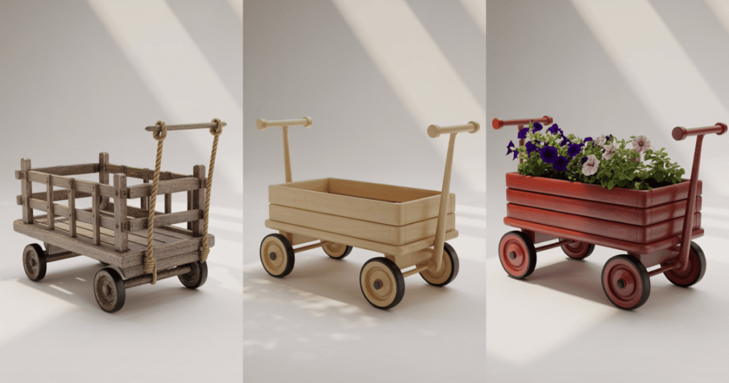 Modern-minimalist-wooden-wagon-design-versus-rustic-farmhouse-style-comparison