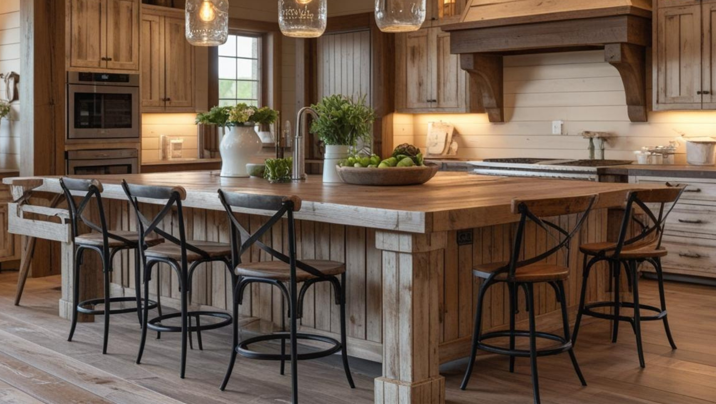 Rustic-Farmhouse-Kitchen-Island-Stool-Designs