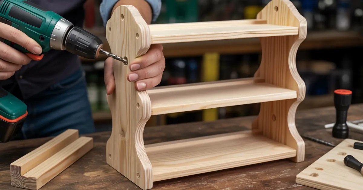 assembling-wooden-spice-rack-frame-diy-process