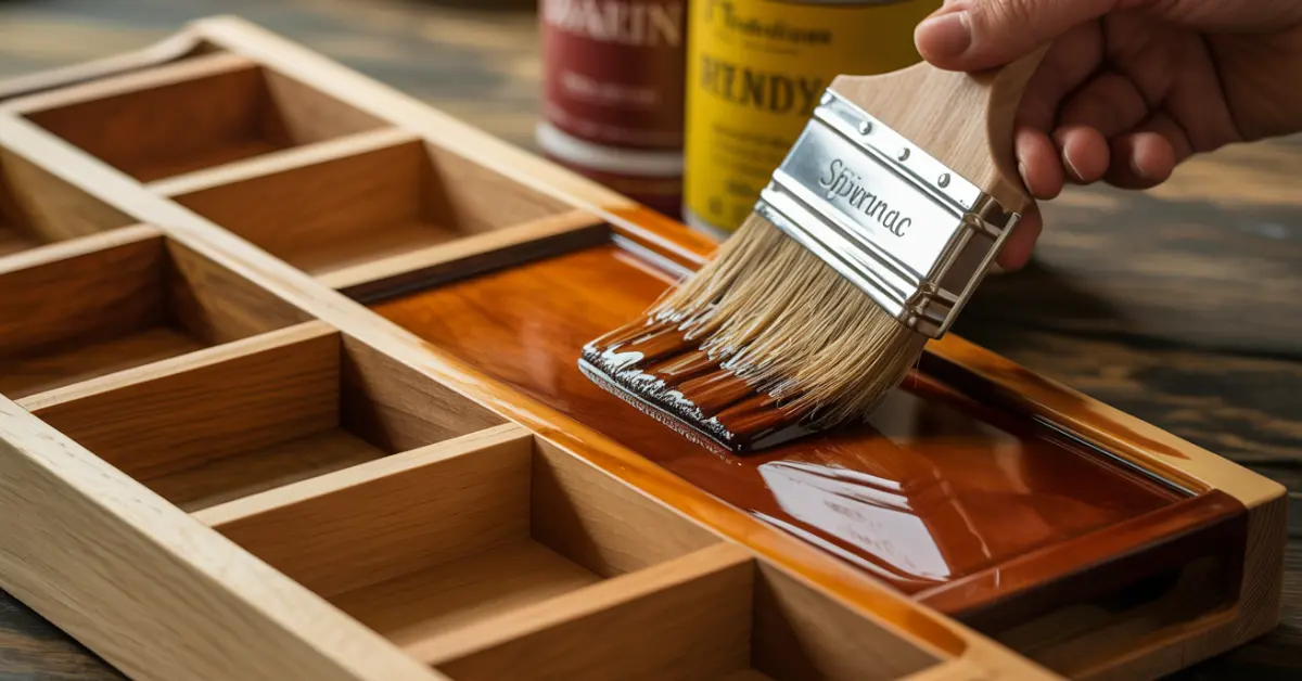 finishing-wooden-spice-rack-with-wood-stain