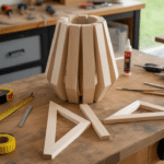 how to make modern geometric wooden lamp from scraps