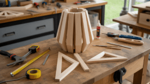 Read more about the article how to make modern geometric wooden lamp from scraps