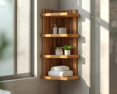 DIY Corner Wooden Rack for Bathroom & Kitchen (Space-Saving Solution)