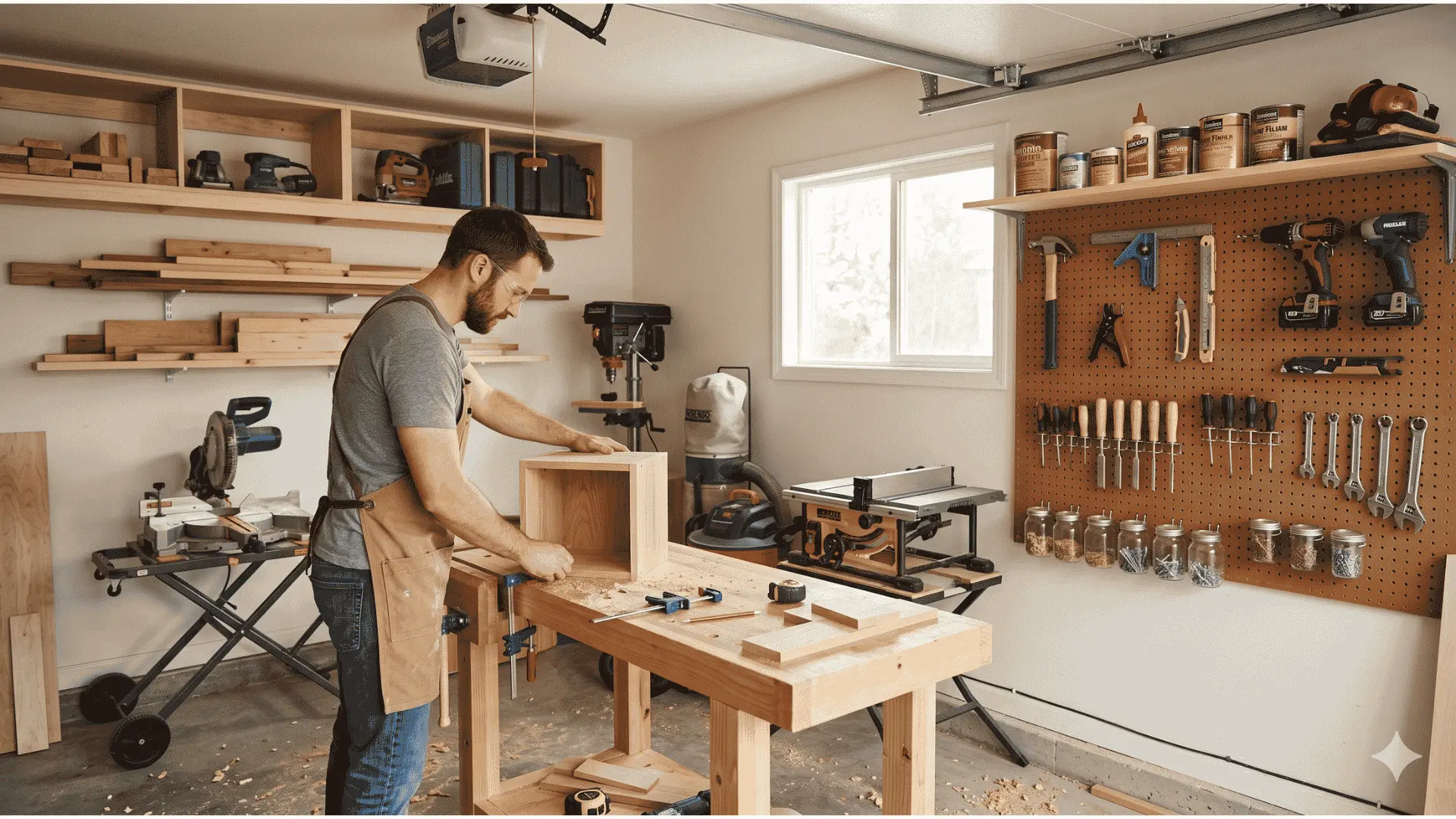 small-garage-woodworking-shop-for-beginners-budget-setup