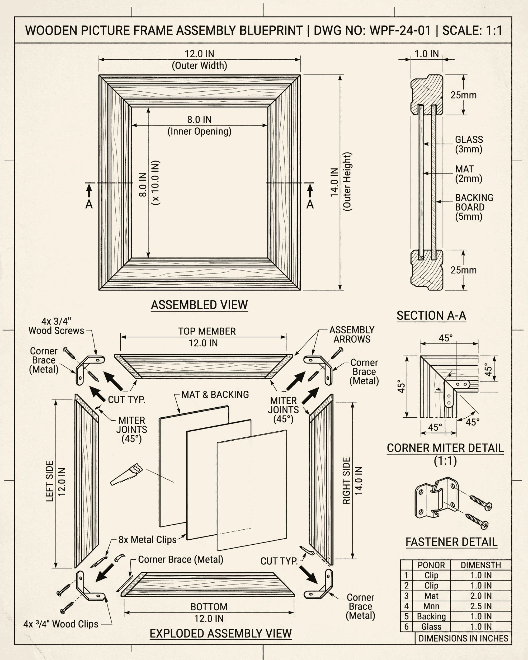 wooden-picture-frame-blueprint-diy-weekend-project-beginners-teds-woodworking-plan