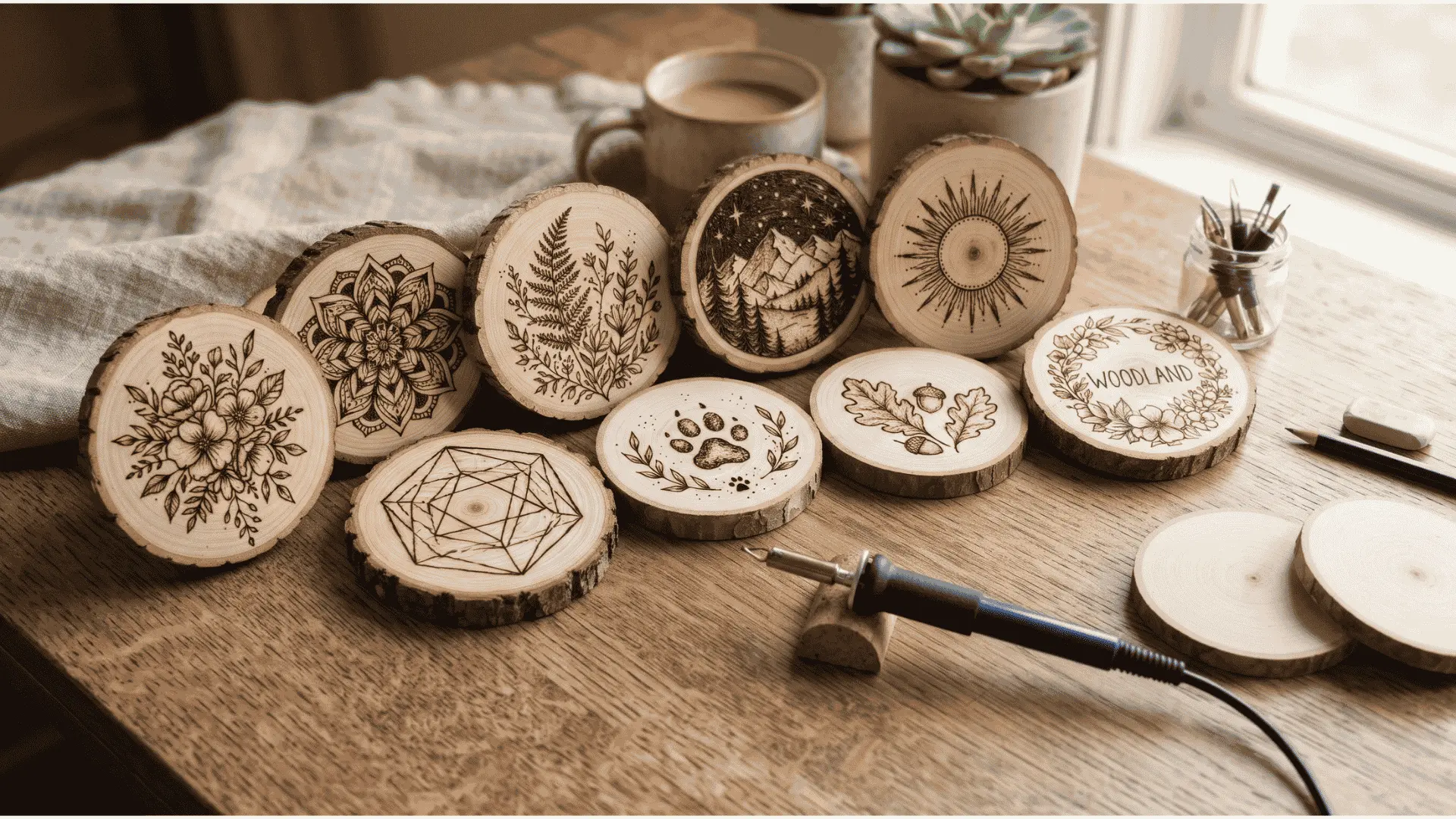 diy-wood-burning-project-ideas-decorative-wooden-coasters